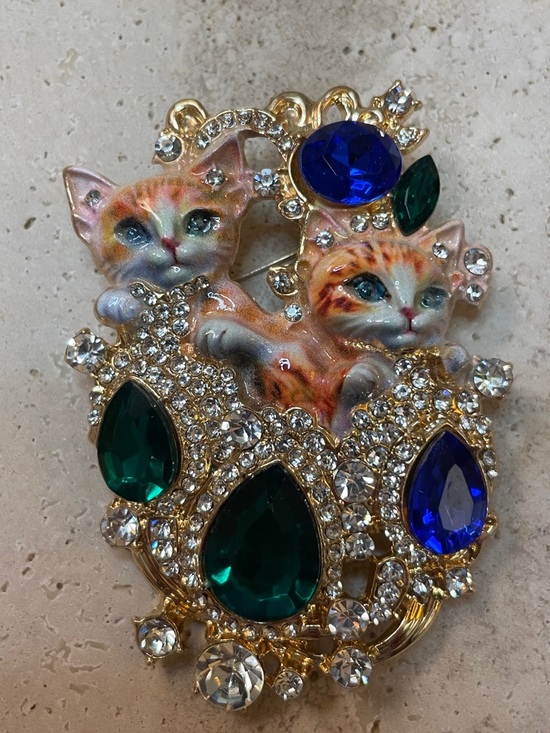 Anthropologie Other - Anthropologie Cat Brooch Vintage Style Kitten Rhinestone Statement Pin Gift
